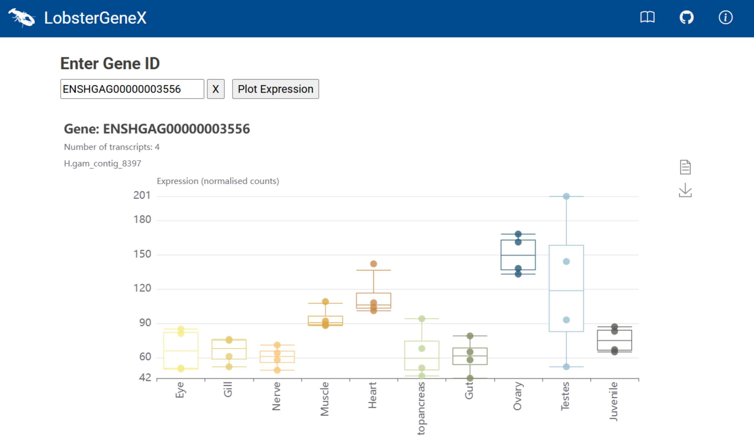 screenshot of LobsterGeneX app